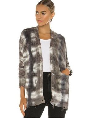 Young Fabulous & Broke Distressed Indie Tie Dye Cardigan Oversized Small/Medium
